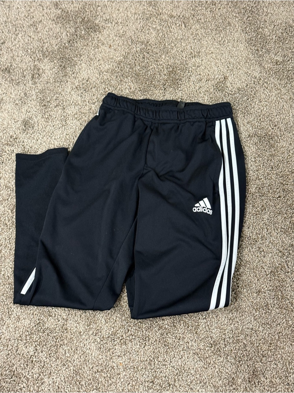Adidas Men’s Slim Classic Black Soccer Pants with White Stripes